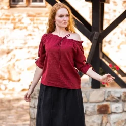 Leonardo Carbone Bluse Rosamund, Rot -Angebote Wikinger Kleidung Store bluse rosamund rot 2