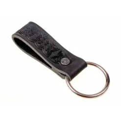 Celtic Lederhalter Mit Ring, Schwarz