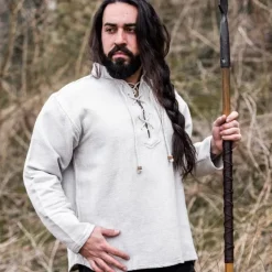 Leonardo Carbone Dickes Baumwollhemd, Grau 11 Leonardo Carbone Dickes Baumwollhemd, Grau -Angebote Wikinger Kleidung Store dickes baumwollhemd grau 5