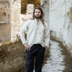 Leonardo Carbone Dickes Baumwollhemd, Natur -Angebote Wikinger Kleidung Store dickes baumwollhemd natur 3