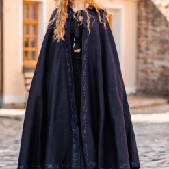 Leonardo Carbone Gestickte Mantel Damia, Blau -Angebote Wikinger Kleidung Store gestickte mantel damia blau 5