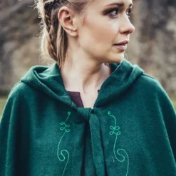 Leonardo Carbone Gestickte Mantel Damia, Grün -Angebote Wikinger Kleidung Store gestickte mantel damia gruen 3