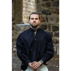 Leonardo Carbone Hemd Mit Knöpfen, Schwarz -Angebote Wikinger Kleidung Store hemd mit knoepfen schwarz 4