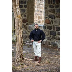 Leonardo Carbone Hemd Mit Knöpfen, Schwarz -Angebote Wikinger Kleidung Store hemd mit knoepfen schwarz 5