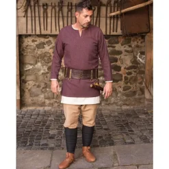 Burgschneider Herringbone Tunika Tyr, Weinrot Grau -Angebote Wikinger Kleidung Store herringbone tunika tyr weinrot grau 2