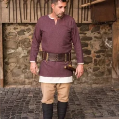 Burgschneider Herringbone Tunika Tyr, Weinrot Grau