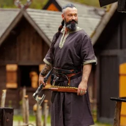 Leonardo Carbone Keltische Tunika, Kurze Ärmel, Dunkelbraun -Angebote Wikinger Kleidung Store keltische tunika kurze aermel dunkelbraun 2