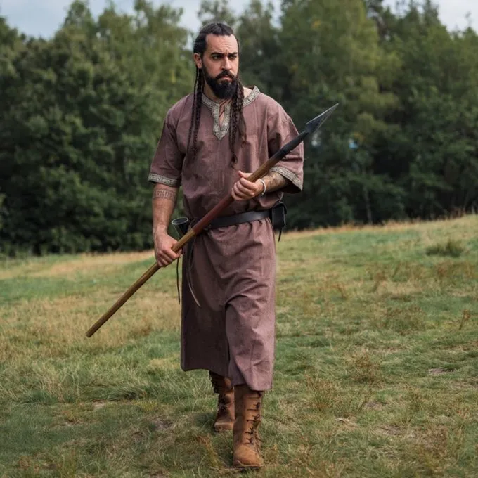 Leonardo Carbone Keltische Tunika, Kurze Ärmel, Kastanienbraun 3 Leonardo Carbone Keltische Tunika, Kurze Ärmel, Kastanienbraun – Bild 3