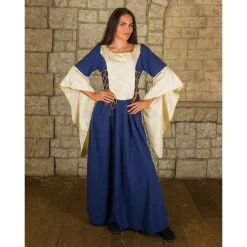 Mytholon Mittelalter Kleid Fiona, Blau/natur