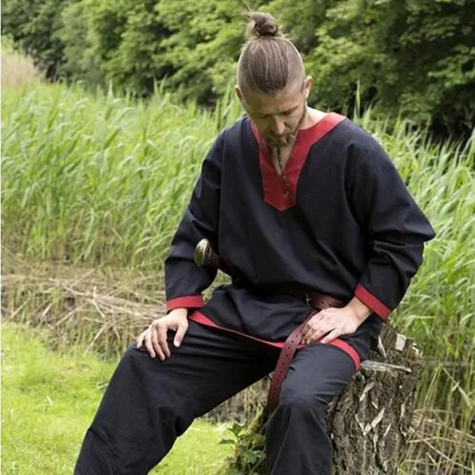 Epic Armoury Mittelalterliche Langärmelige Tunika Schwarz-rot 2 Epic Armoury Mittelalterliche Langärmelige Tunika Schwarz-rot – Bild 2