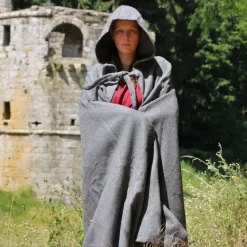 Leonardo Carbone Mittelalterlicher Mantel Mit Kapuze, Grau -Angebote Wikinger Kleidung Store mittelalterlicher mantel mit kapuze grau 4