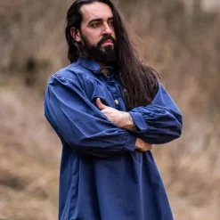 Leonardo Carbone Mittelalterliches Hemd, Blau -Angebote Wikinger Kleidung Store mittelalterliches hemd blau 2