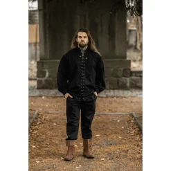 Leonardo Carbone Mittelalterliches Hemd Dagwin, Schwarz -Angebote Wikinger Kleidung Store mittelalterliches hemd dagwin schwarz 2