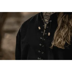 Leonardo Carbone Mittelalterliches Hemd Dagwin, Schwarz -Angebote Wikinger Kleidung Store mittelalterliches hemd dagwin schwarz 5