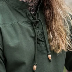 Leonardo Carbone Mittelalterliches Hemd Mit Kurzen Ärmeln, Grün -Angebote Wikinger Kleidung Store mittelalterliches hemd mit kurzen aermeln gruen 4