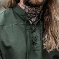 Leonardo Carbone Mittelalterliches Hemd Mit Kurzen Ärmeln, Grün -Angebote Wikinger Kleidung Store mittelalterliches hemd mit kurzen aermeln gruen 5