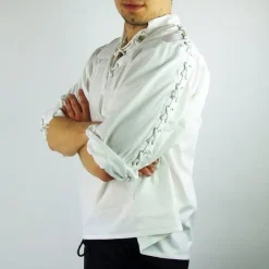 Leonardo Carbone Piratenhemd Mit Schnürung, Weiß -Angebote Wikinger Kleidung Store piratenhemd mit schnuerung weiss 5