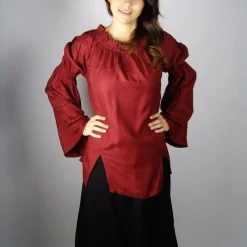 Leonardo Carbone Renaissance Bluse, Rot -Angebote Wikinger Kleidung Store renaissance bluse rot 4
