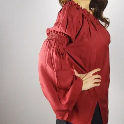 Leonardo Carbone Renaissance Bluse, Rot -Angebote Wikinger Kleidung Store renaissance bluse rot 5