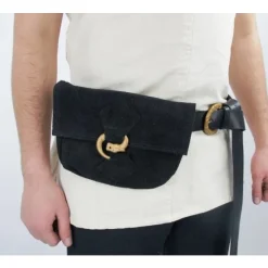 Leonardo Carbone Tasche Mit Wolf Schnalle, Schwarz -Angebote Wikinger Kleidung Store tasche mit wolf schnalle schwarz 2