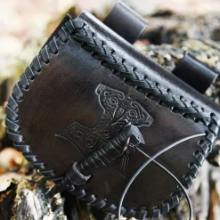 Deepeeka Thorshammer Ledertasche, Schwarz -Angebote Wikinger Kleidung Store thorshammer ledertasche schwarz 2