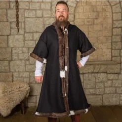 Mytholon Viking Kaftan Mit Fell, Schwarz