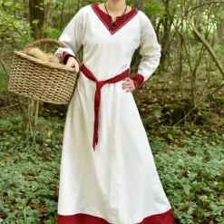 Viking Kleid Helga, Natürlich Rot