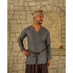 Mytholon Viking Tunika Tronde, Fischgrät-Motiv, Grau