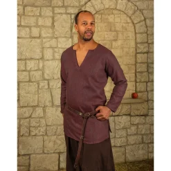 Mytholon Viking Tunika Tronde, Fischgrät-Motiv, Rot