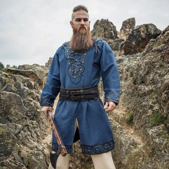 Leonardo Carbone Wikinger Tunika Farulfr, Blau 2 Leonardo Carbone Wikinger Tunika Farulfr, Blau – Bild 2