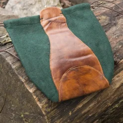 Epic Armoury Wolle-Lederbeutel, Grün-braun -Angebote Wikinger Kleidung Store wolle lederbeutel gruen braun 2