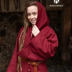 Burgschneider Wollumhang Tuala, Rot -Angebote Wikinger Kleidung Store wollumhang tuala rot 2